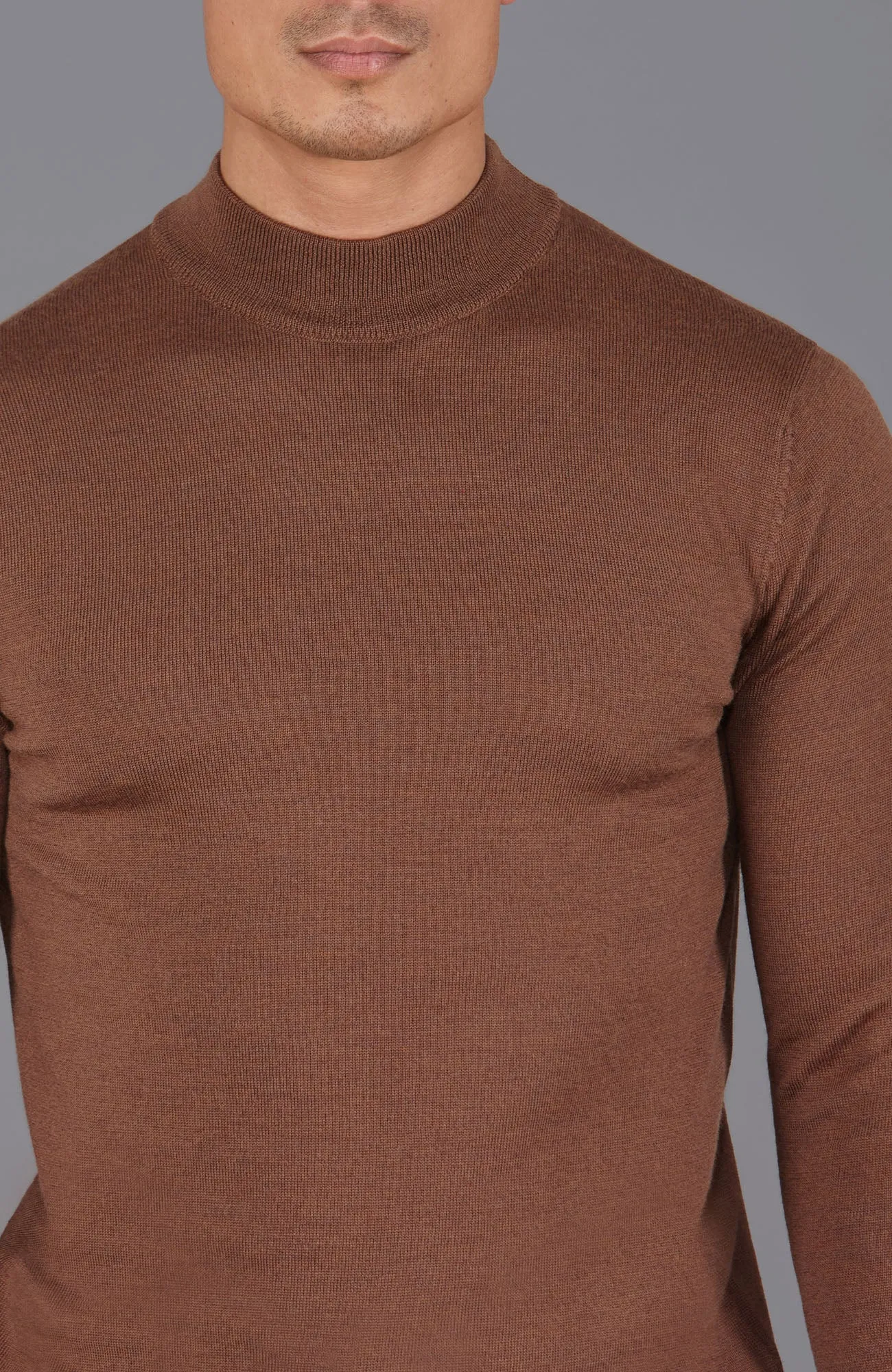 Mens Extra Fine Merino Wool Mock Turtleneck Jumper