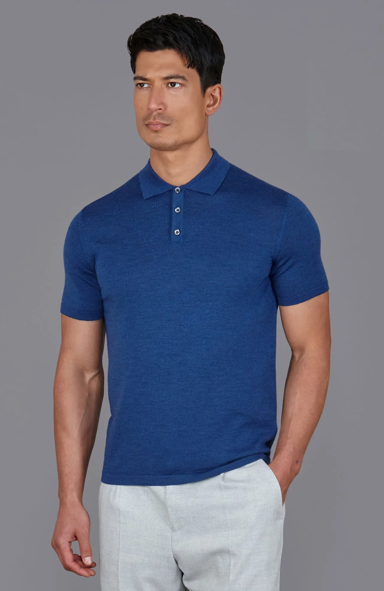 Mens Extra Fine Merino Wool Short Sleeve Polo Shirt