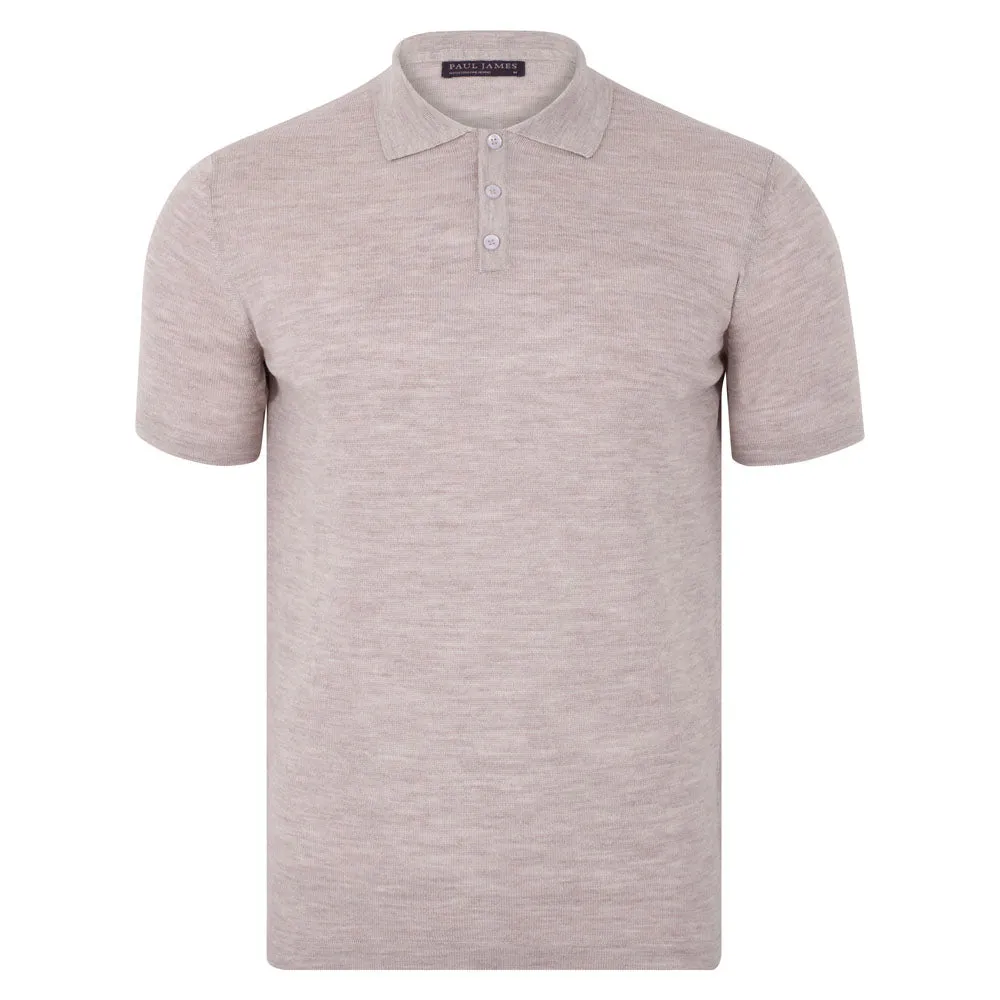 Mens Extra Fine Merino Wool Short Sleeve Polo Shirt