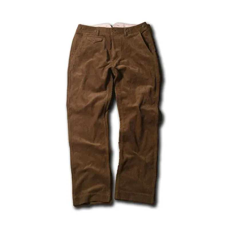 Men's High Waist Straight Corduroy Pants Classic Cargo Trousers