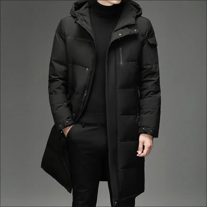 Mens Knee Length Coat with Thermal Insulation for Cold Days