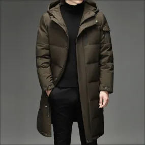 Mens Knee Length Coat with Thermal Insulation for Cold Days