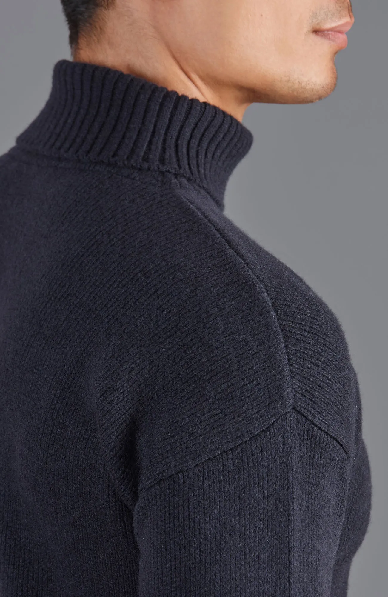 Mens Merino Cashmere Submariner Roll Neck Jumper