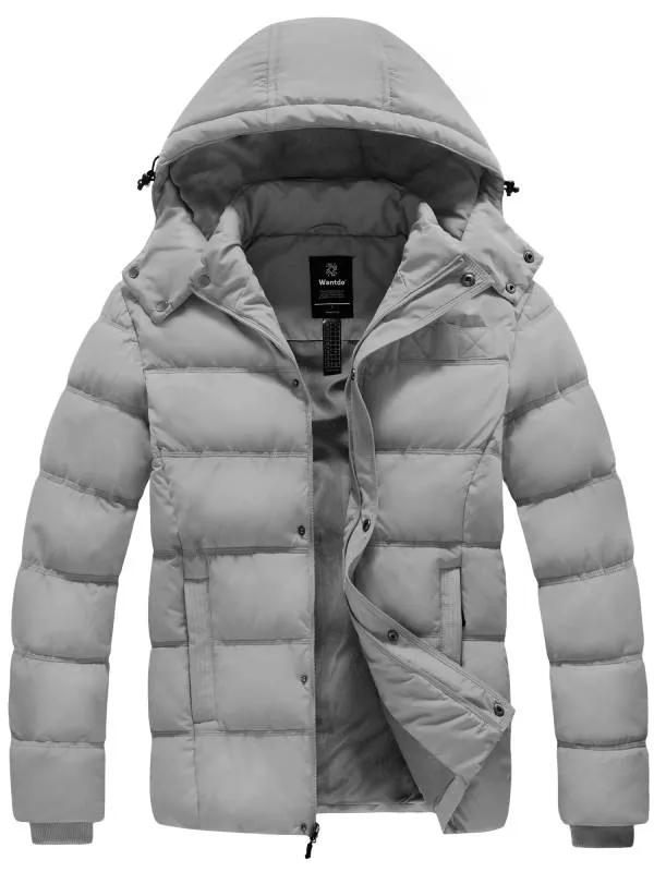 Men's Warm Puffer Jacket Winter Coat with Removable Hood Valley I