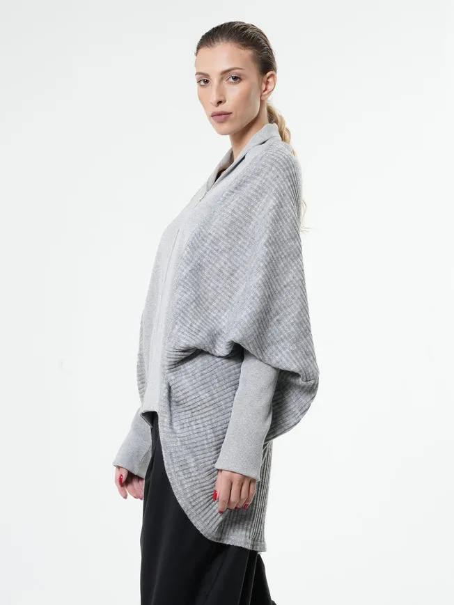 Metamorphoza Grey Zipped Cardigan