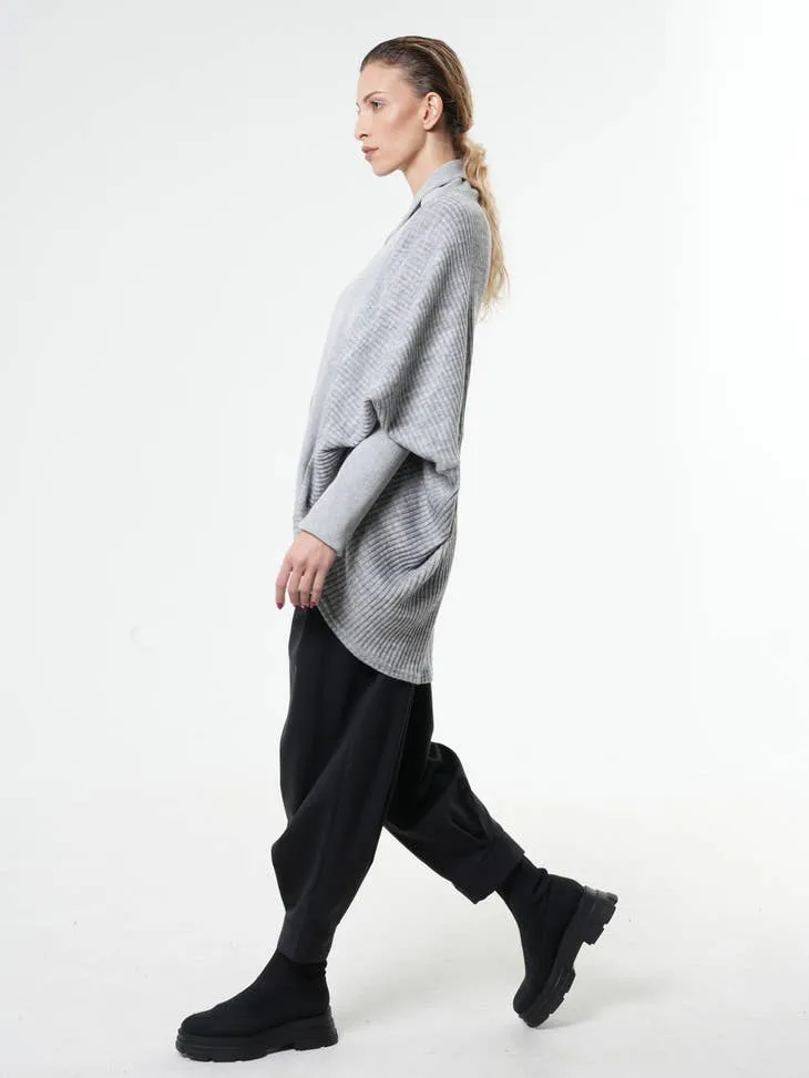 Metamorphoza Grey Zipped Cardigan