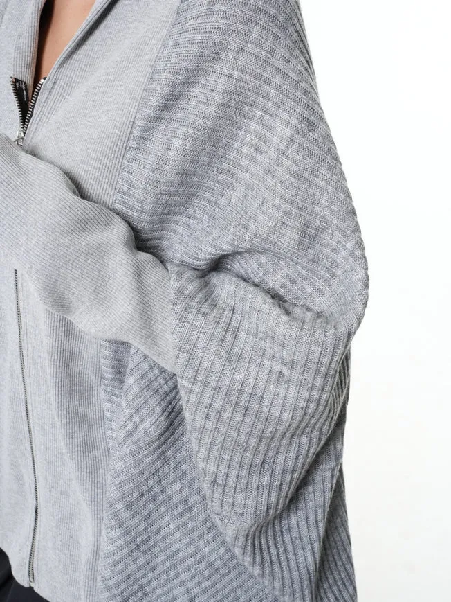 Metamorphoza Grey Zipped Cardigan