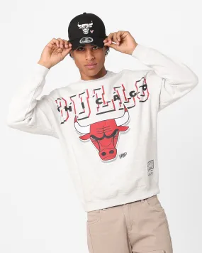 Mitchell & Ness Chicago Bulls XL Bevel Arch Crewneck Light Grey Marle