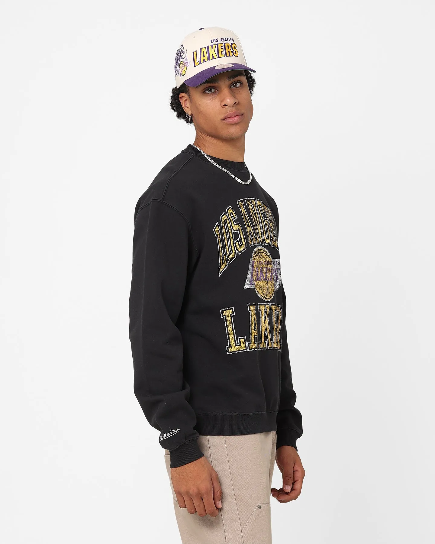 Mitchell & Ness Los Angeles Lakers Ivy Arch Crewneck Faded Black