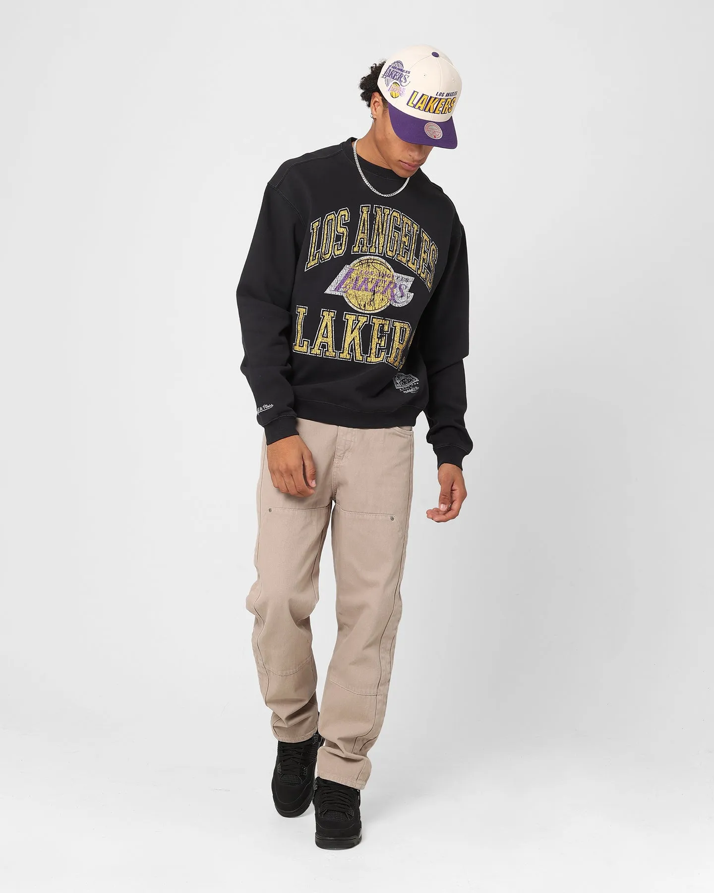 Mitchell & Ness Los Angeles Lakers Ivy Arch Crewneck Faded Black