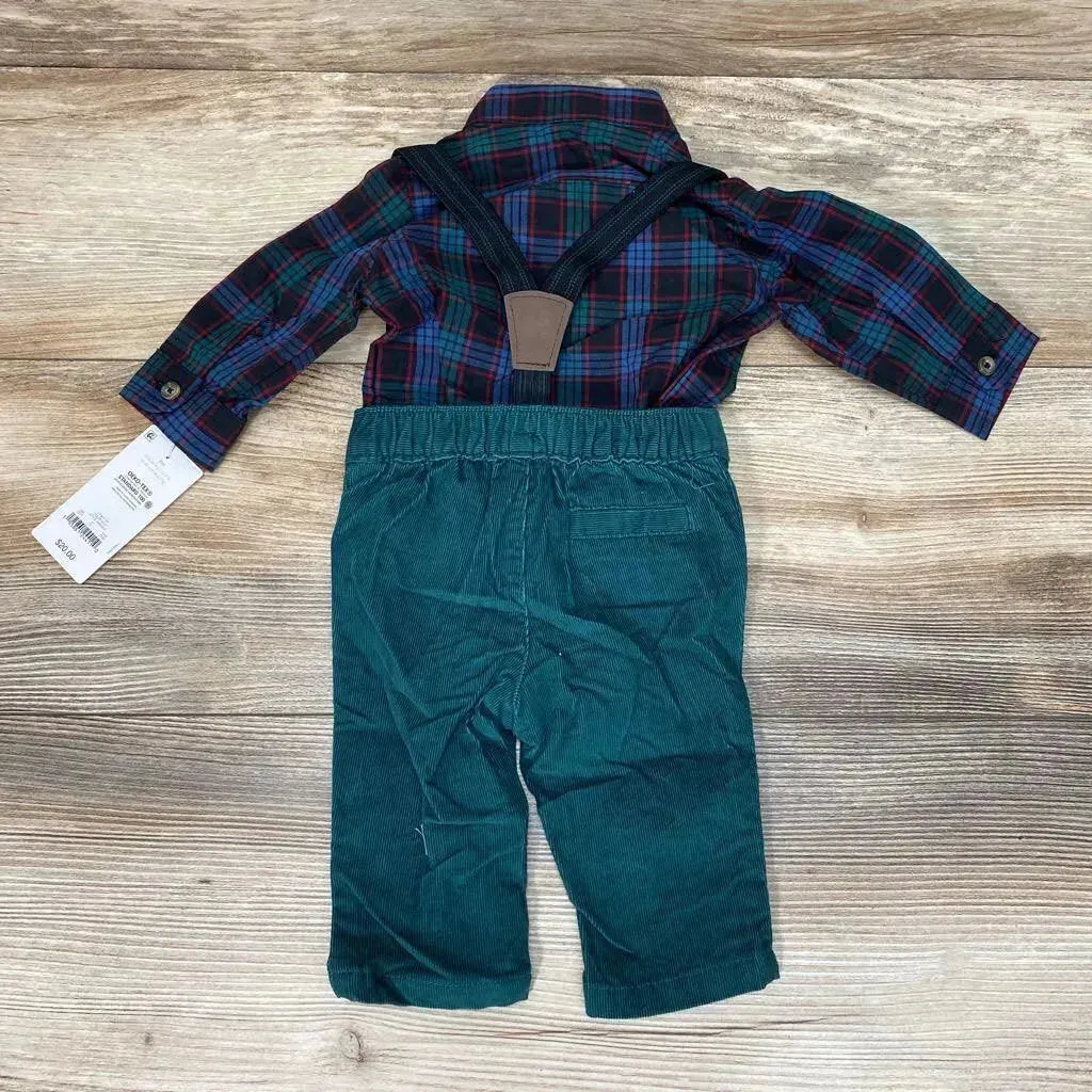 NEW Just One You 3pc Plaid Suspender Set sz 3m