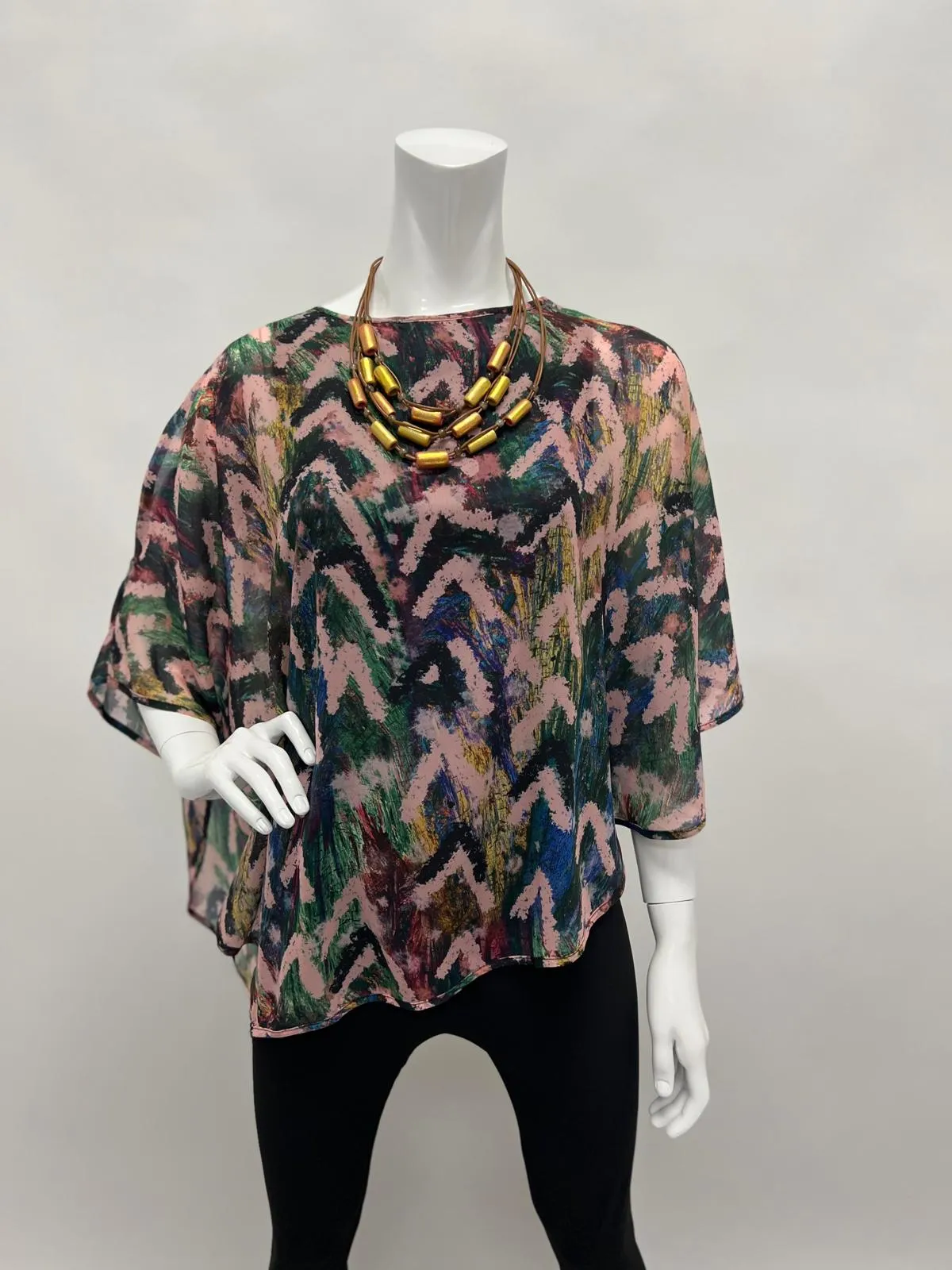 Off the shoulder Chevron Fall Art Deco Print Blouse | LIOR Women's