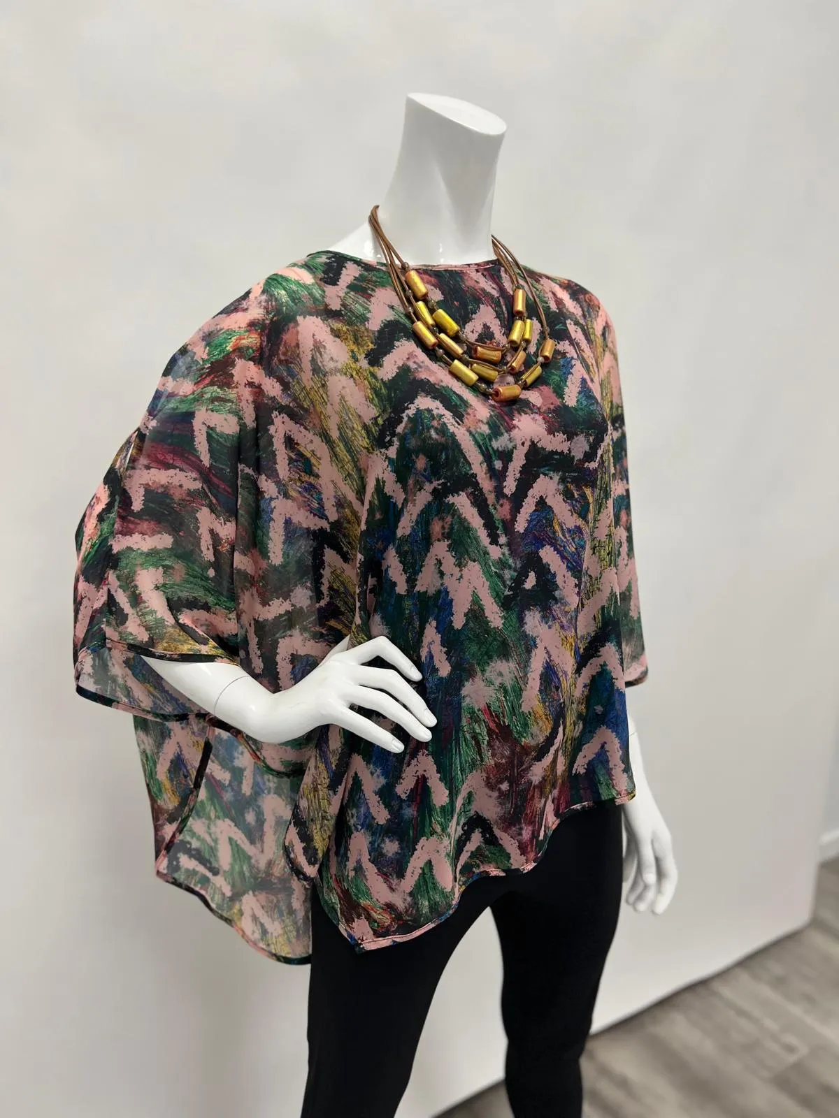 Off the shoulder Chevron Fall Art Deco Print Blouse | LIOR Women's