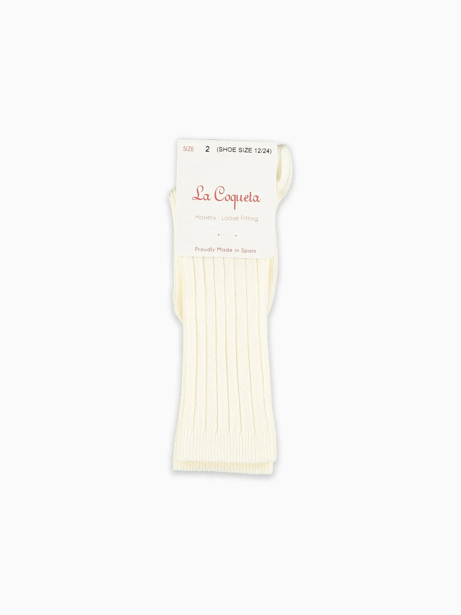 Off White Ribbed Knee High Kids Socks