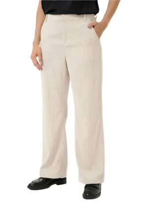 OFF WHITE STRAIGHT LEG HIGH WAIST CORDUROY PANTS