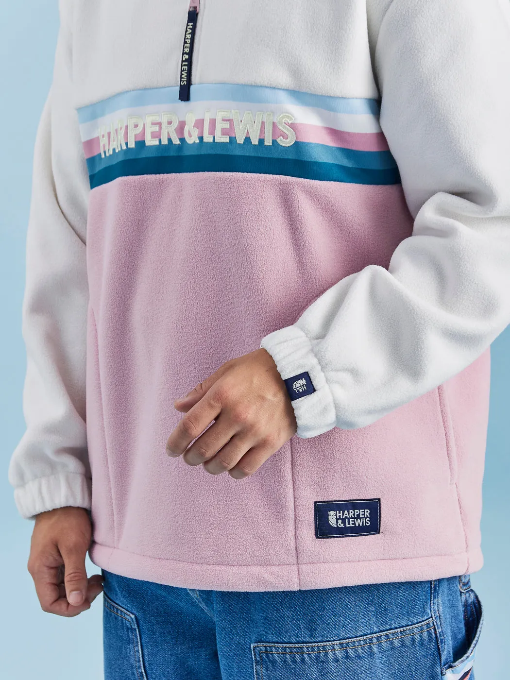 One Eighty 1/4 Zip Fleece Cream & Dusty Pink