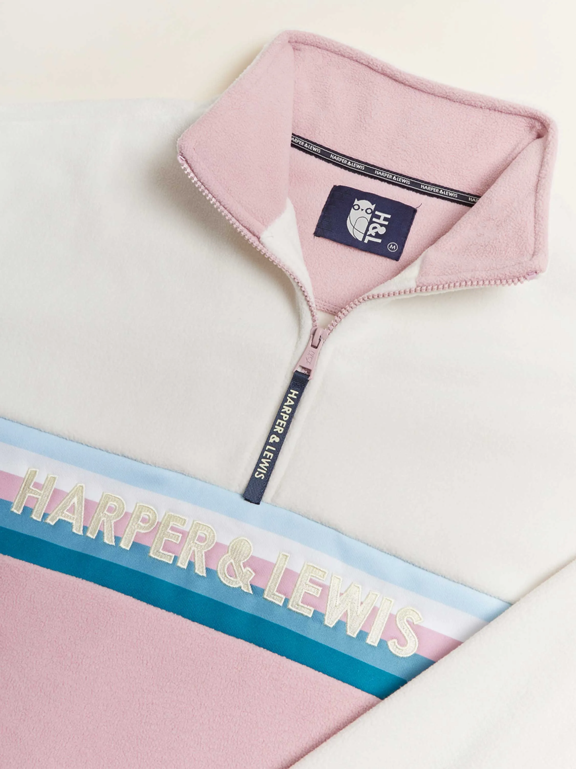 One Eighty 1/4 Zip Fleece Cream & Dusty Pink