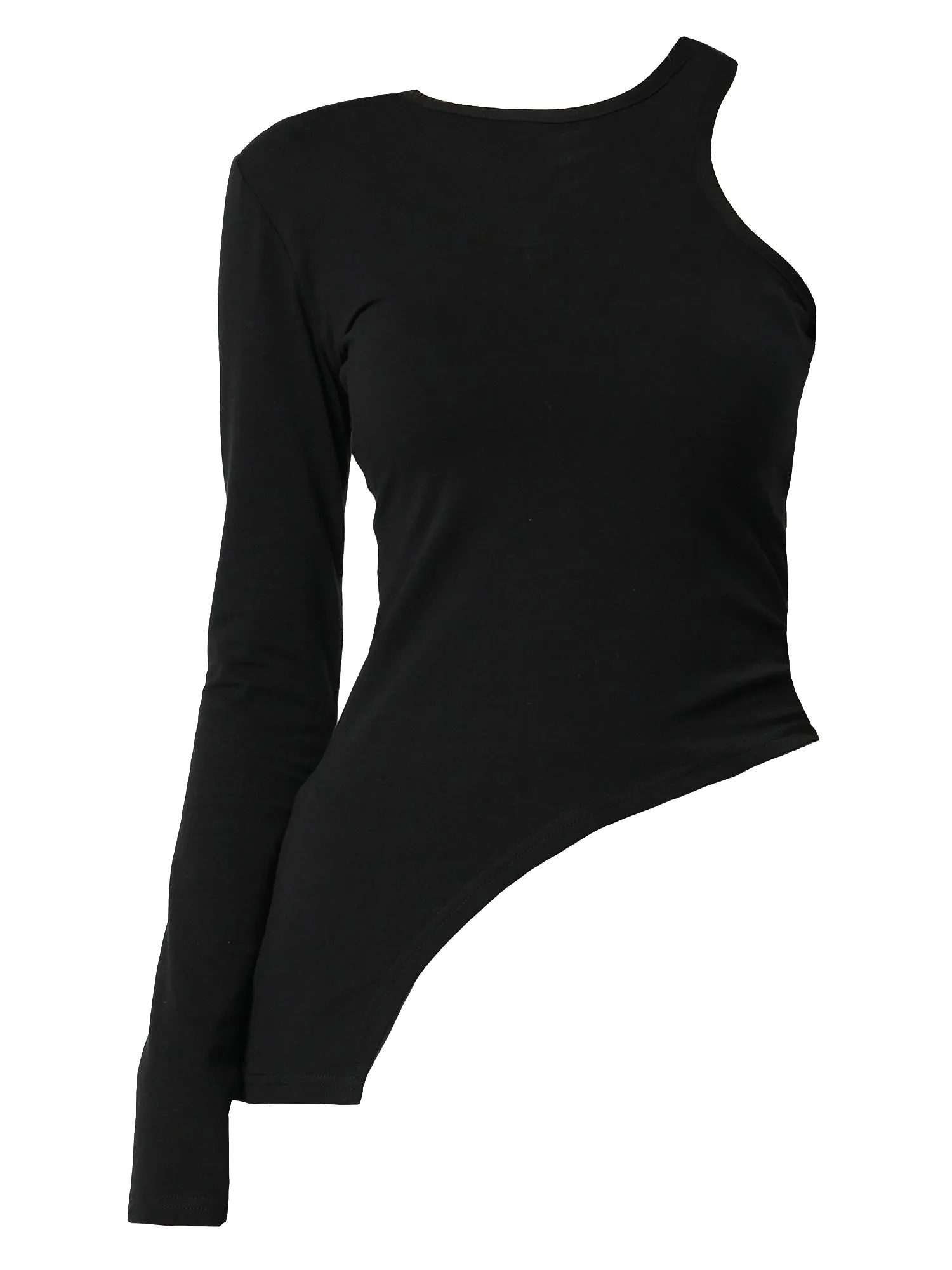 One Sleeve Cotton Top In Black