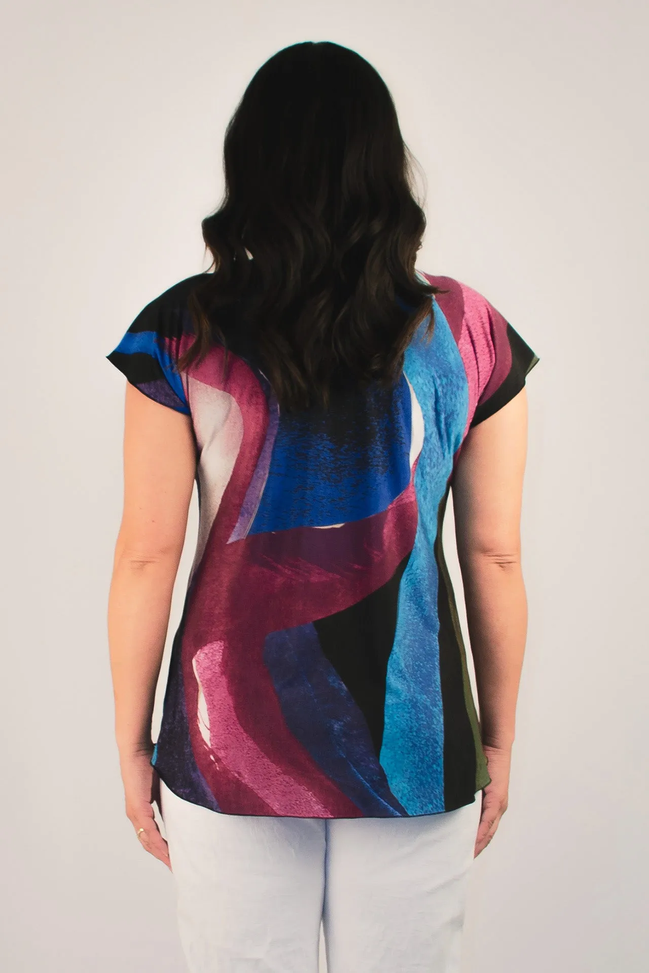 Paint Print Short Sleeve Jersey Top