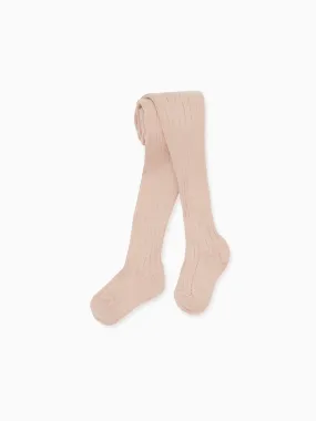 Pale Pink Ribbed Girl Tights