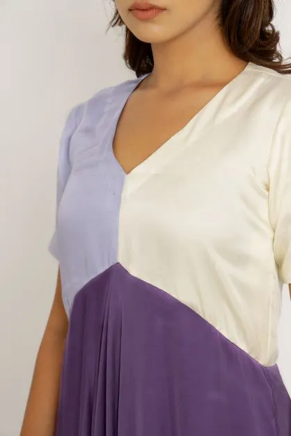 Purple Lilac Color Blocking Dress