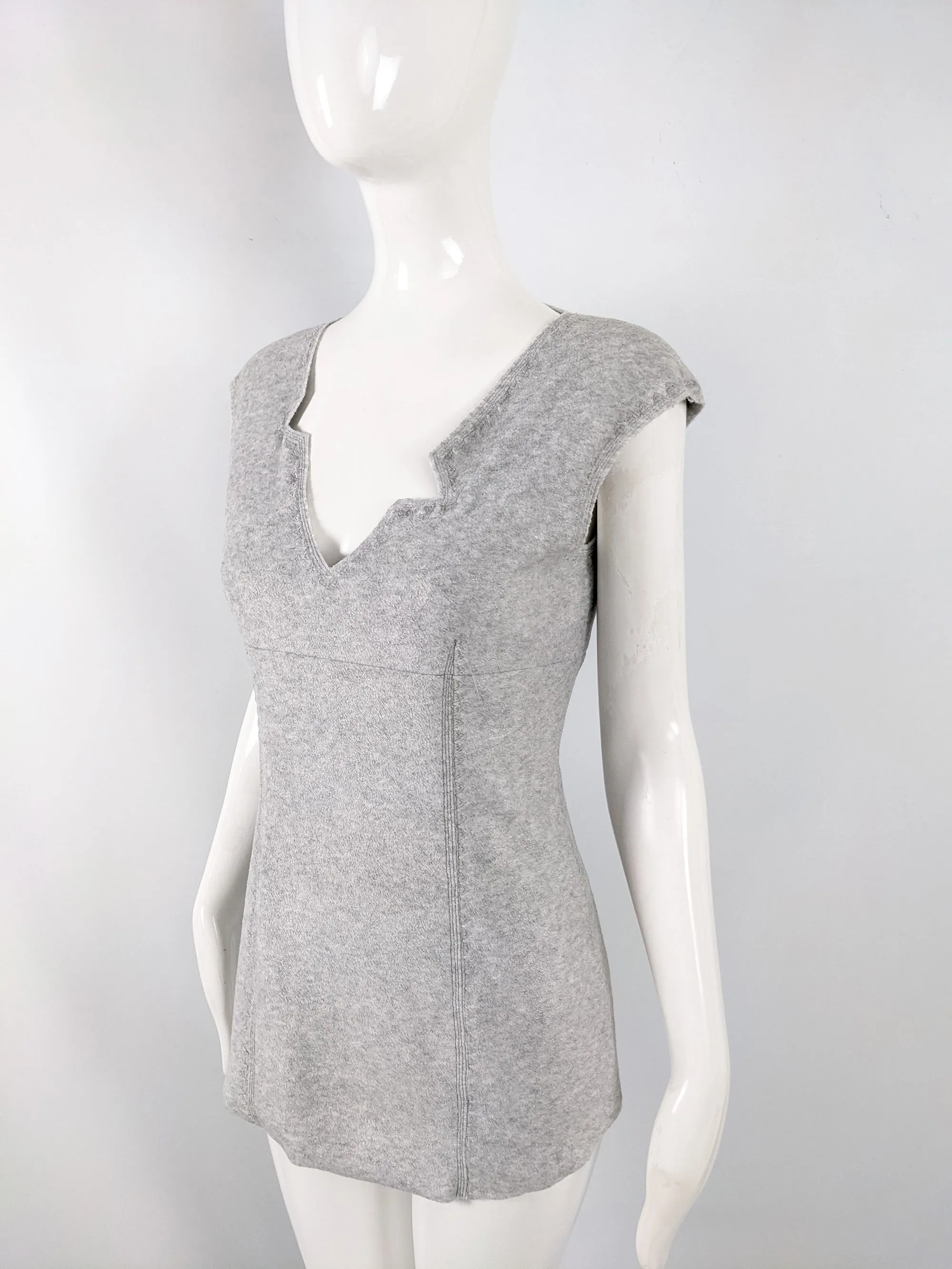 Rifat Ozbek Vintage Grey Felted Shimmer Tunic Tank Top, 1990s