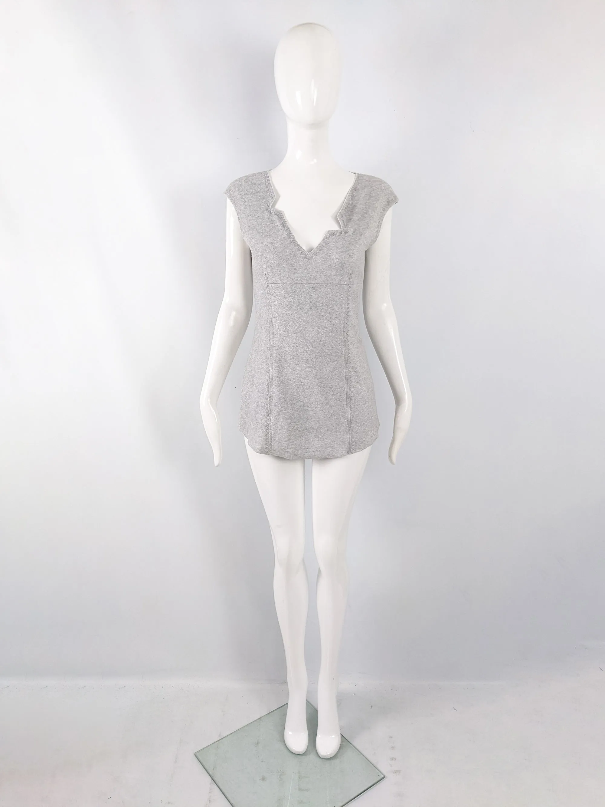 Rifat Ozbek Vintage Grey Felted Shimmer Tunic Tank Top, 1990s