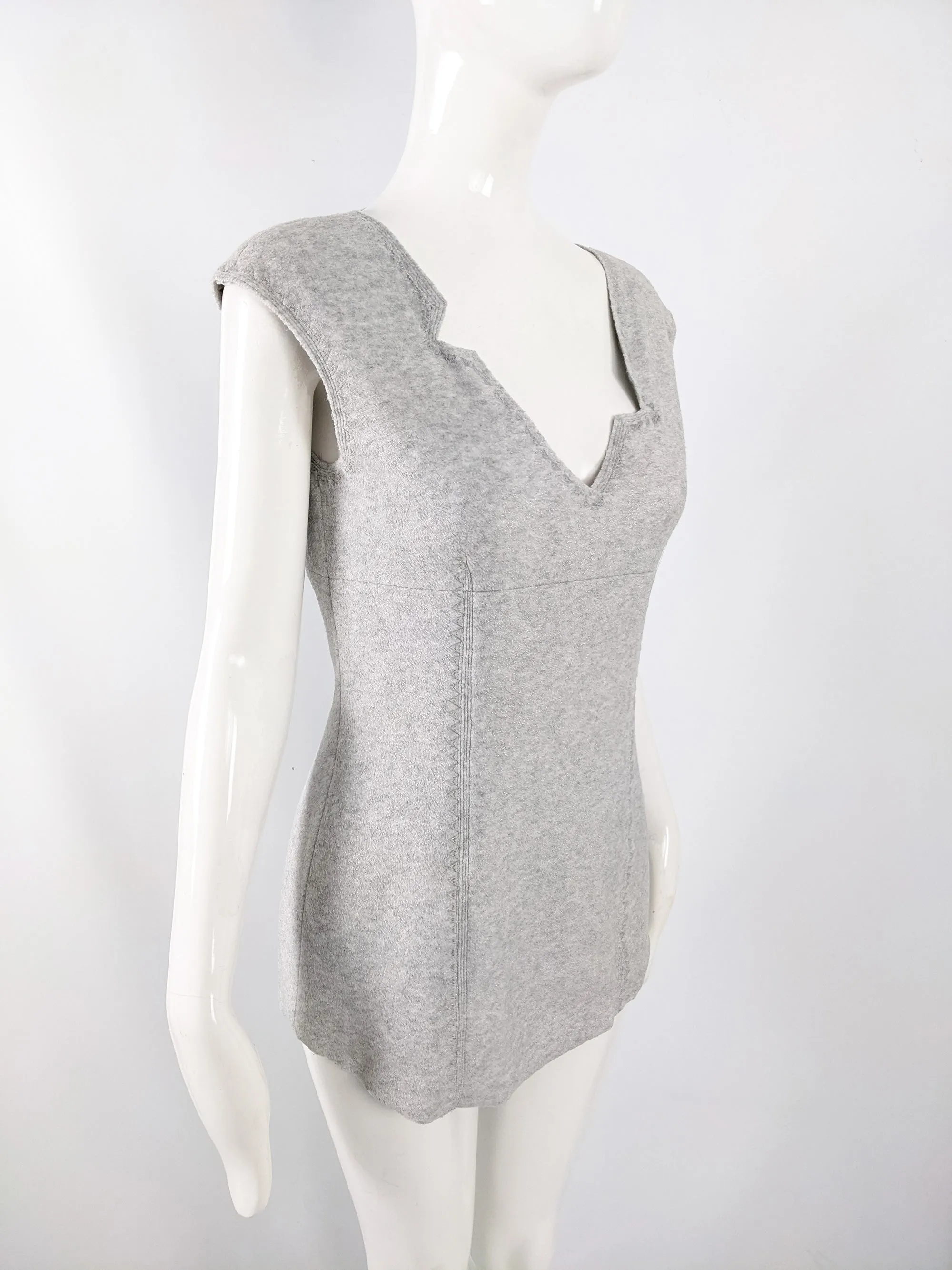 Rifat Ozbek Vintage Grey Felted Shimmer Tunic Tank Top, 1990s