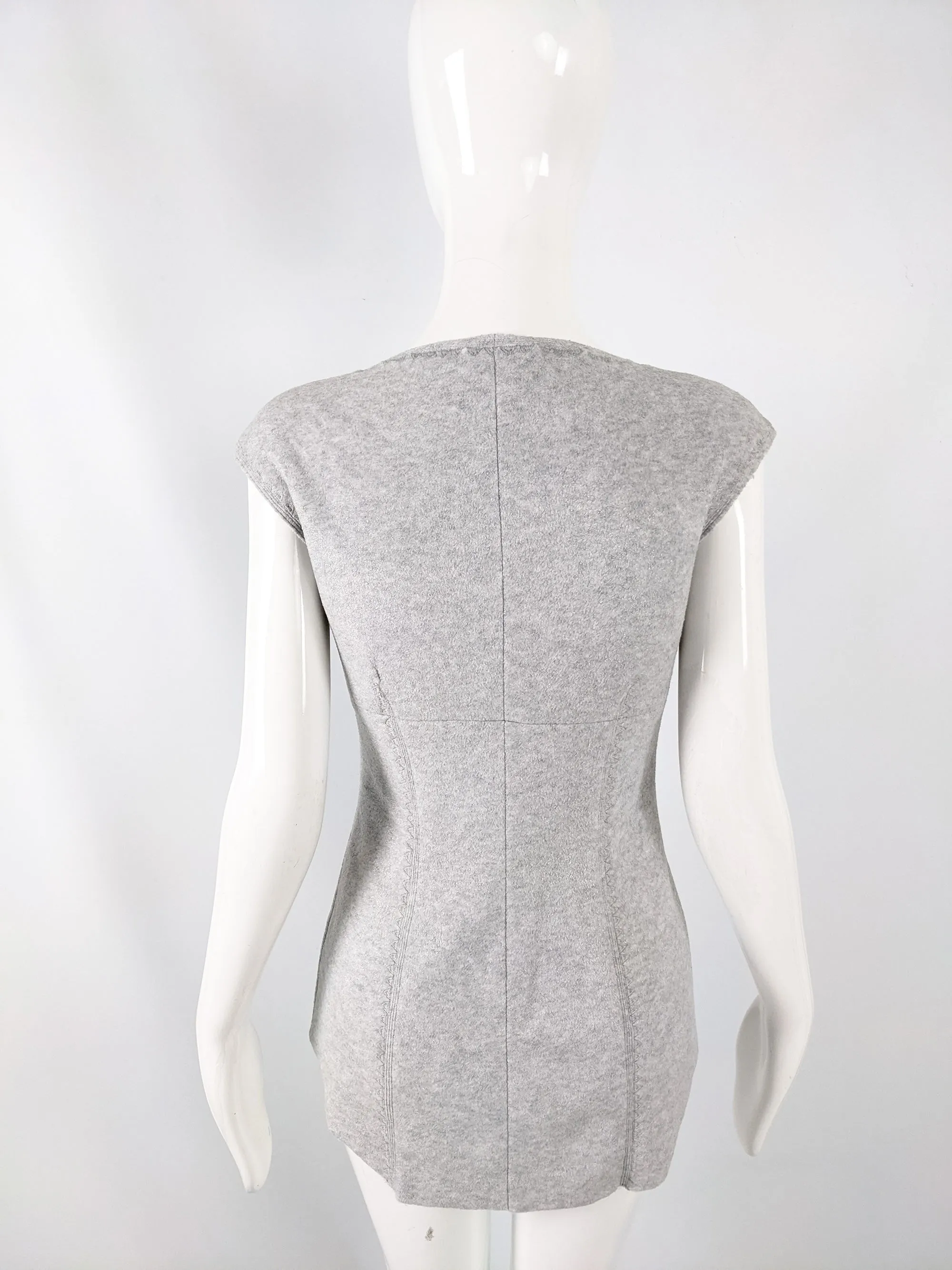 Rifat Ozbek Vintage Grey Felted Shimmer Tunic Tank Top, 1990s