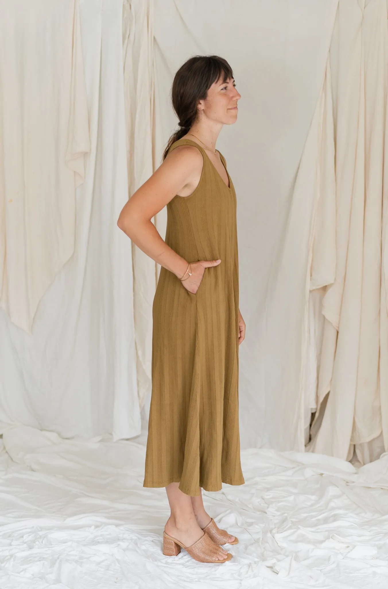 SAMPLE SALE | Willow Wide Rib Jumpsuit - Antique Bronze