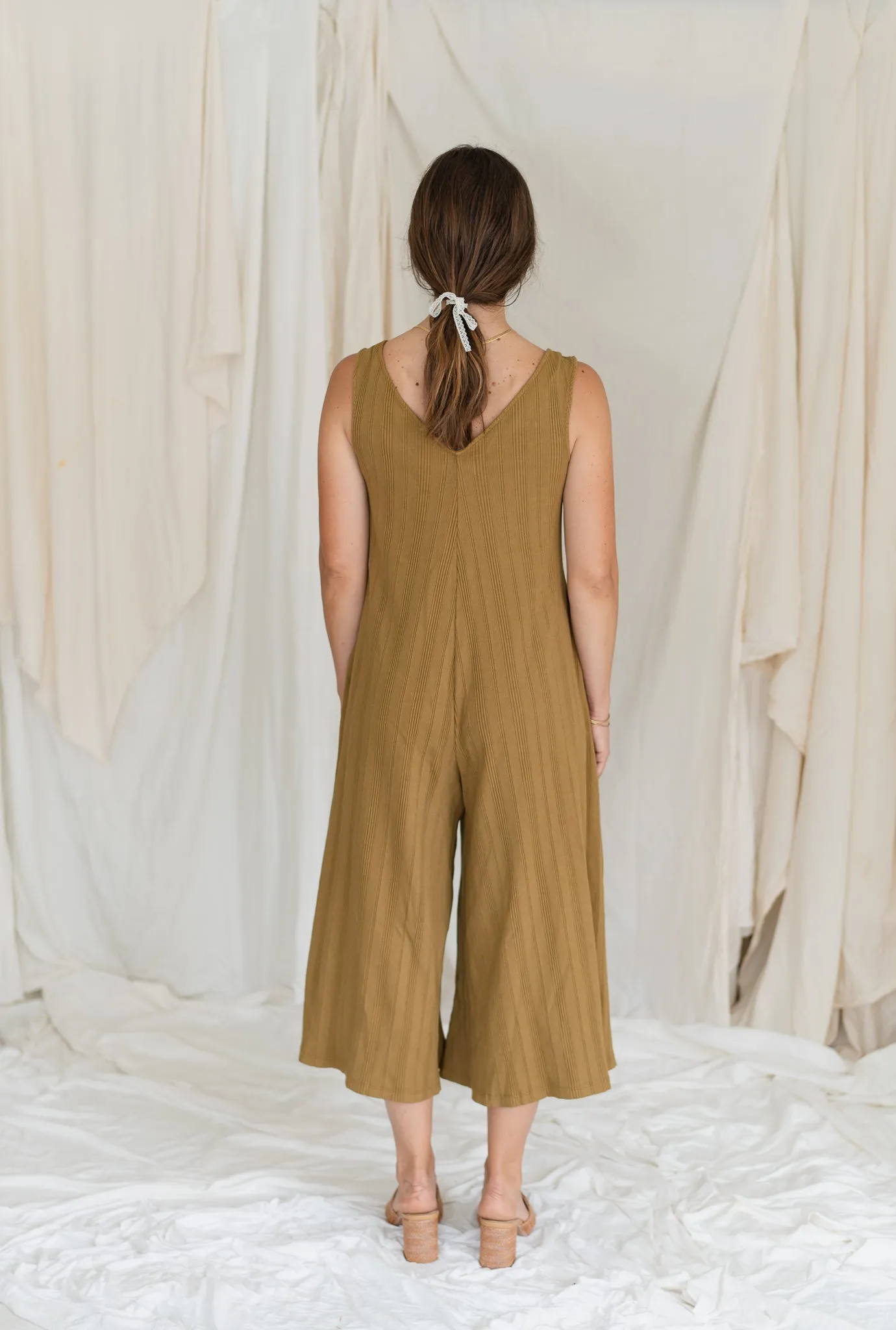 SAMPLE SALE | Willow Wide Rib Jumpsuit - Antique Bronze