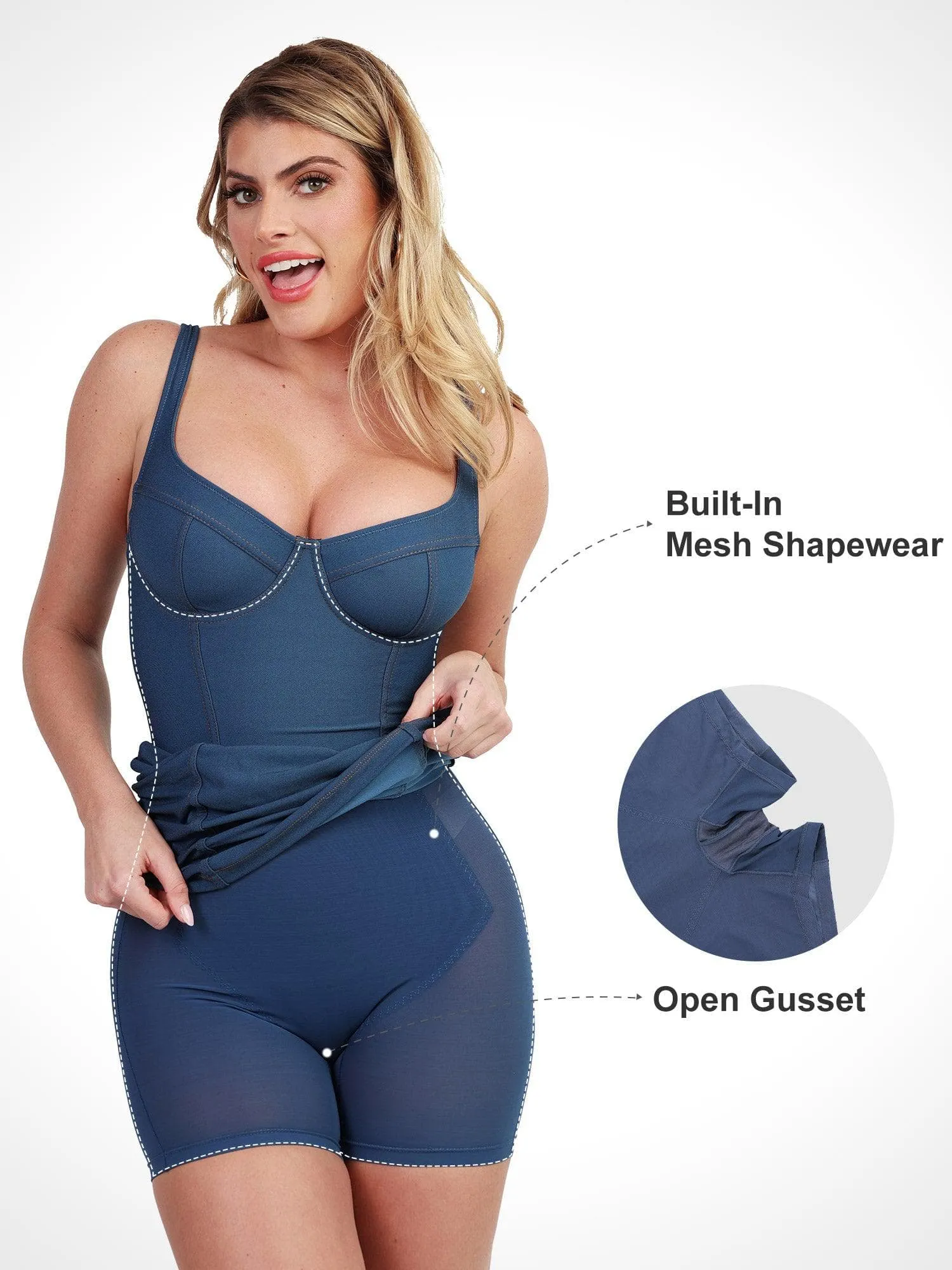 Shapewear Denim Sculpting Dress or Bodysuit or Jumpsuit