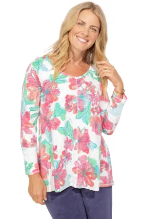 Sketched Floral V Tunic