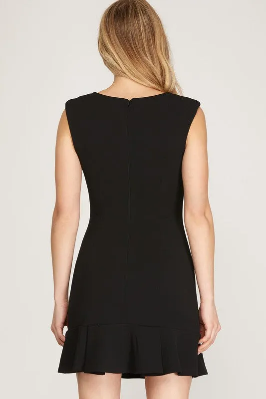 Slightly Padded Dress- Black