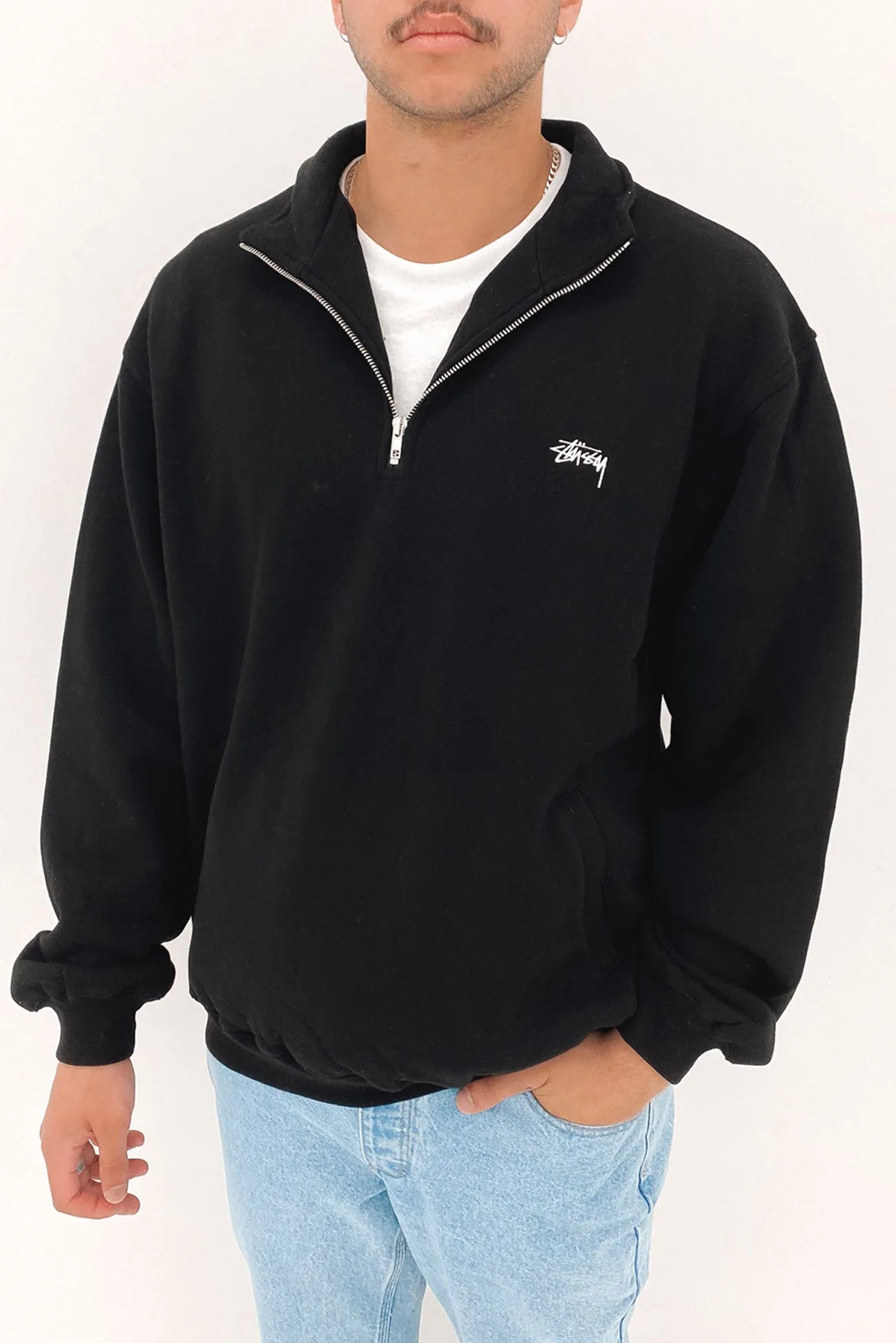 Stock Logo Mock Neck Fleece Pigment Black