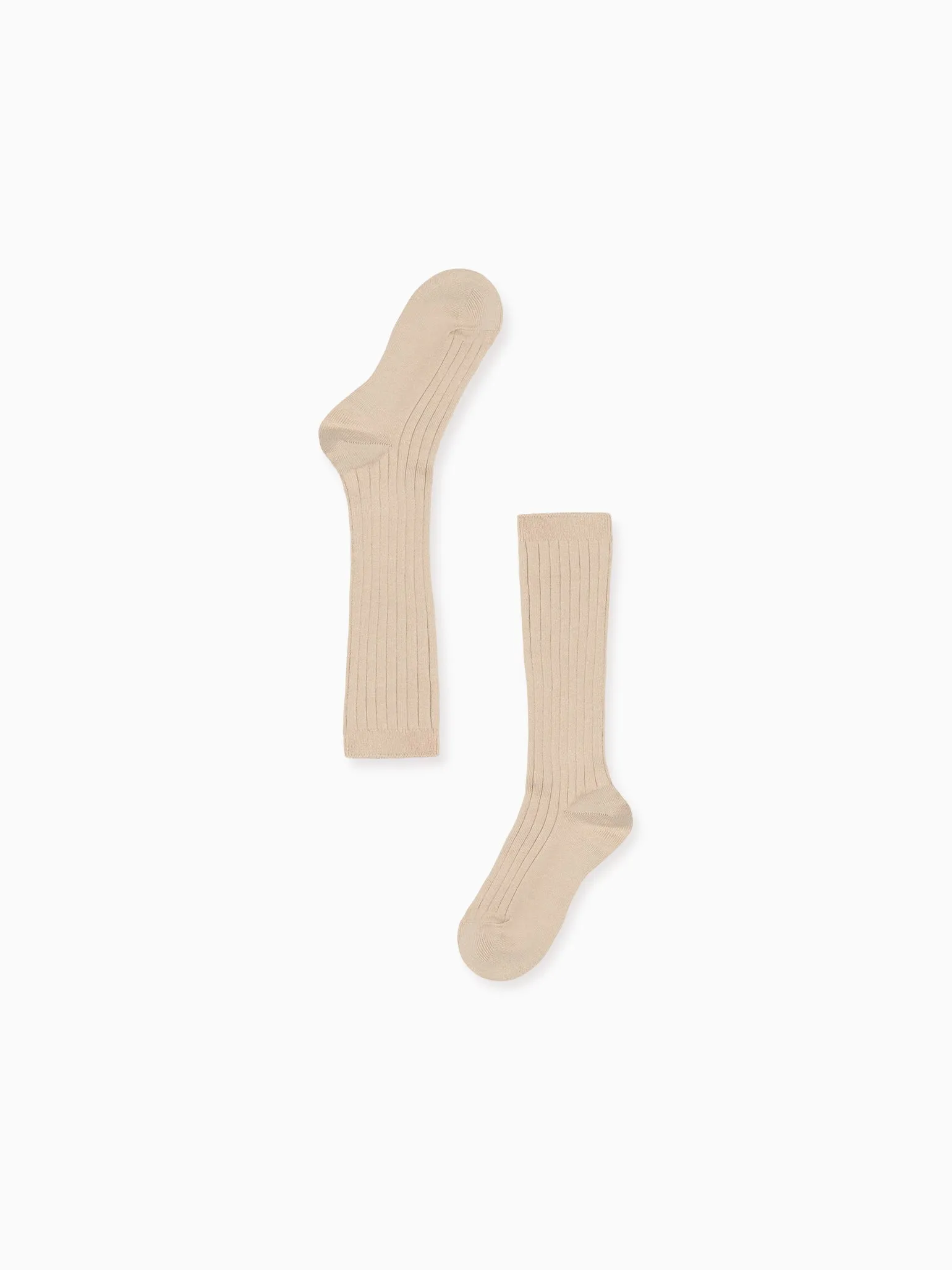 Stone Ribbed Knee High Kids Socks