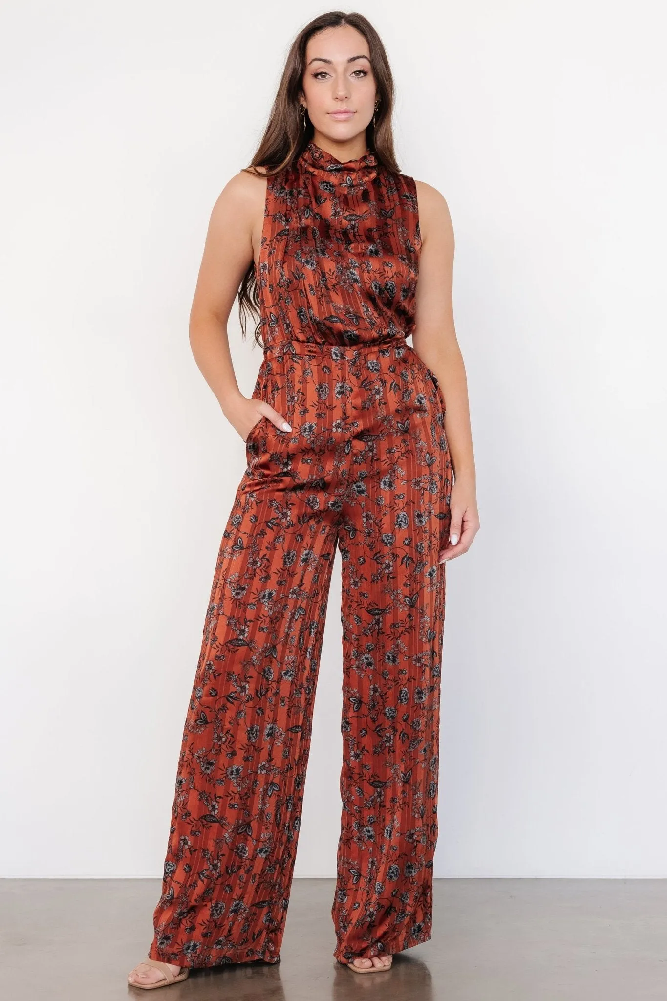 Suni Sleeveless Jumpsuit | Copper   Slate Floral