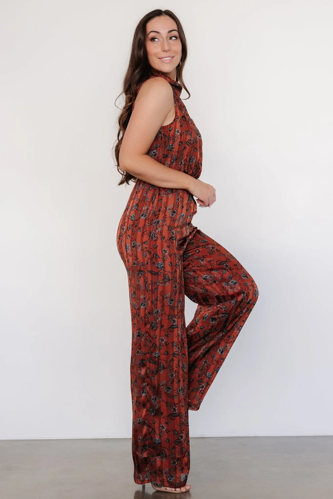 Suni Sleeveless Jumpsuit | Copper   Slate Floral