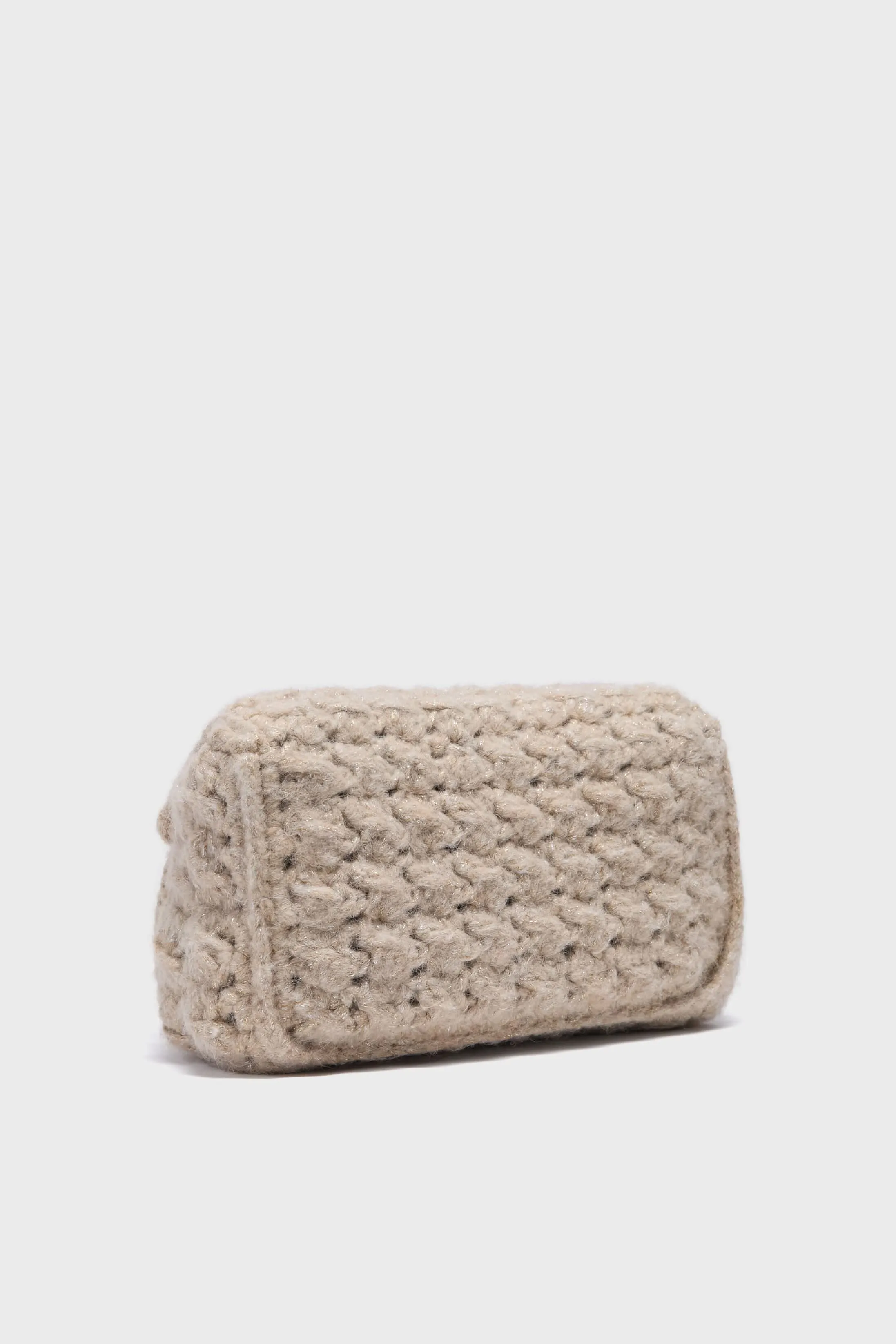 Tan Knit Woven Shoulder Bag