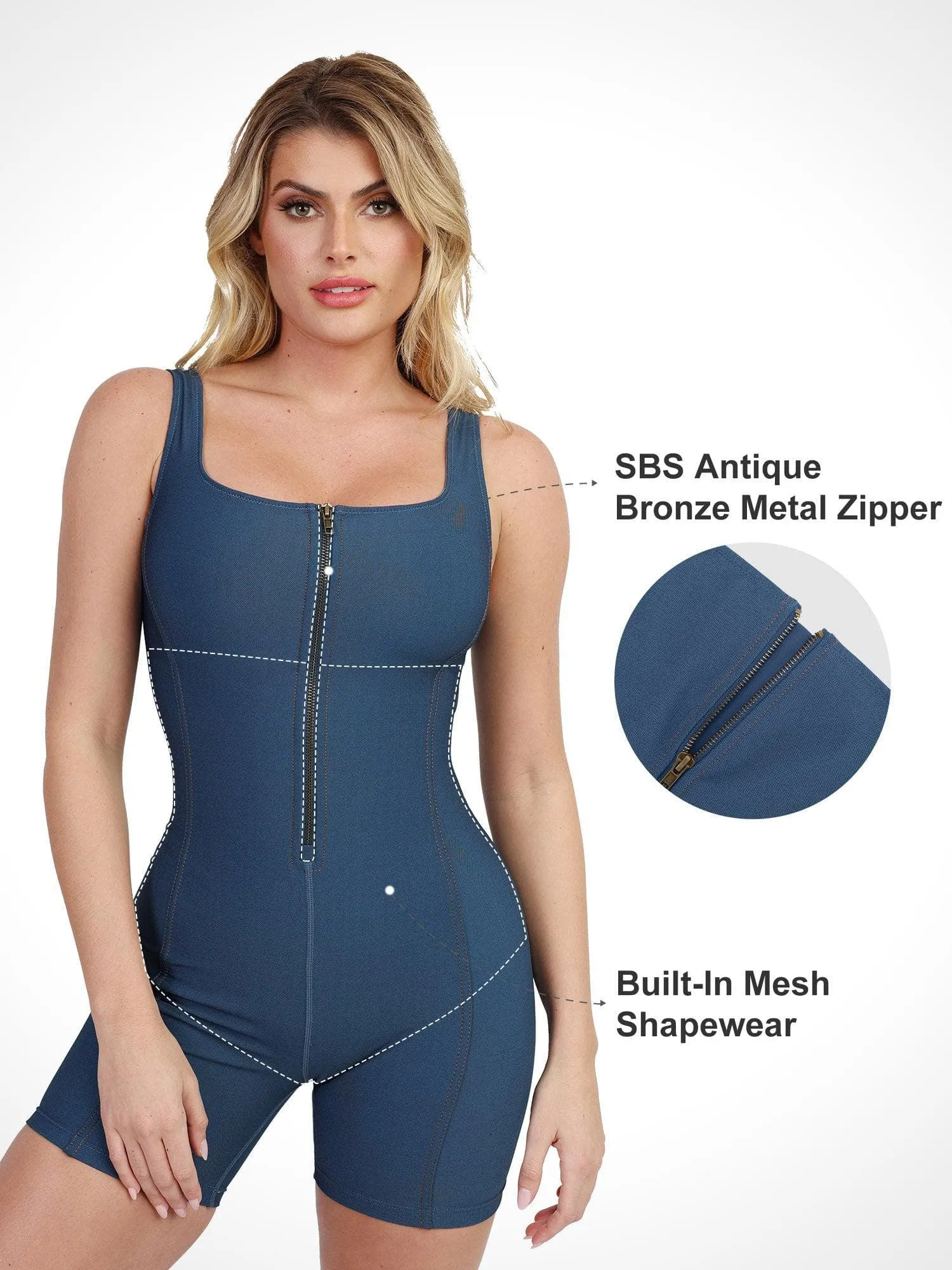 The Shapewear Romper Denim One Piece For Insiders