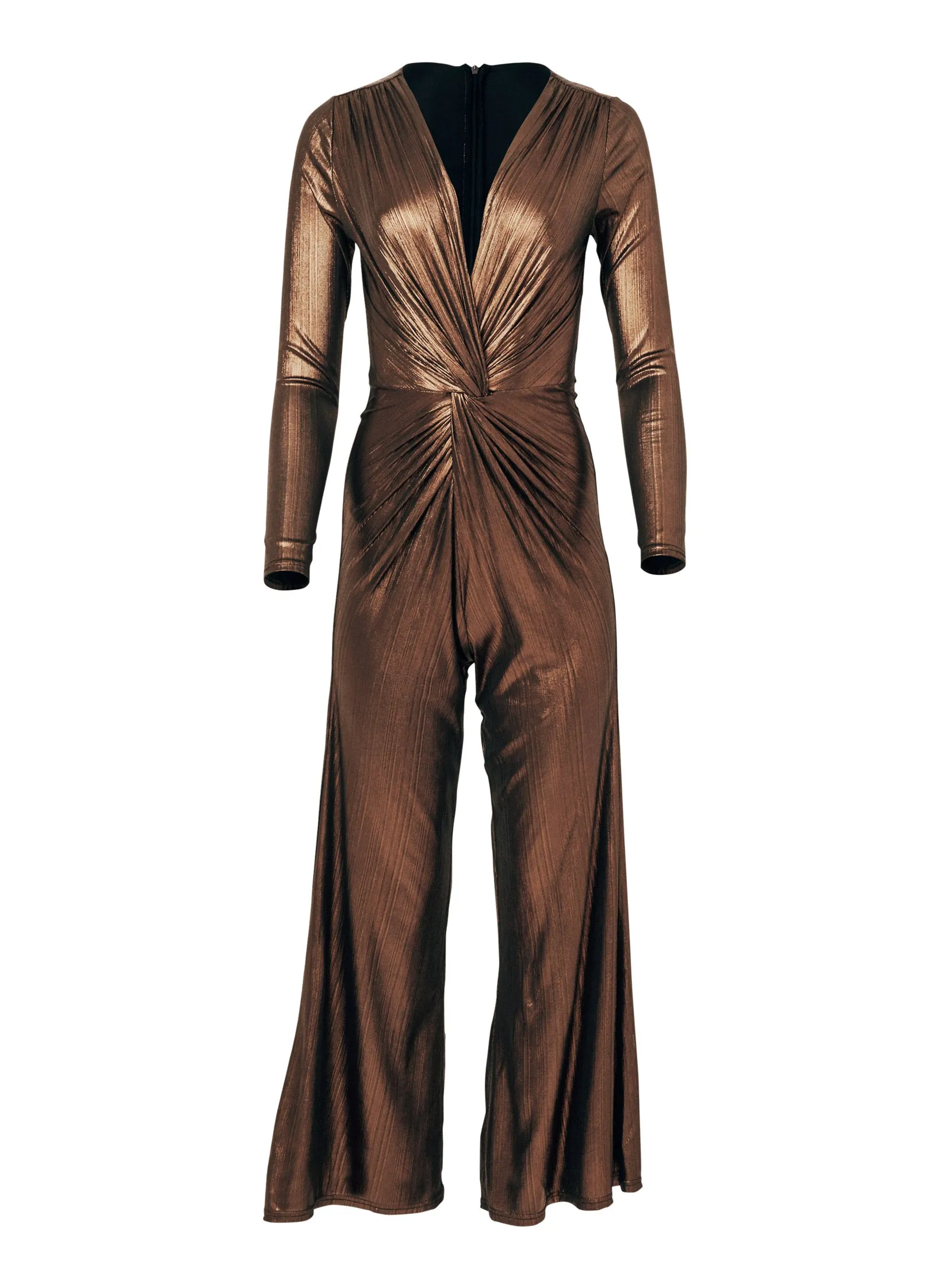 Twist Front Jumpsuit - Black & Bronze