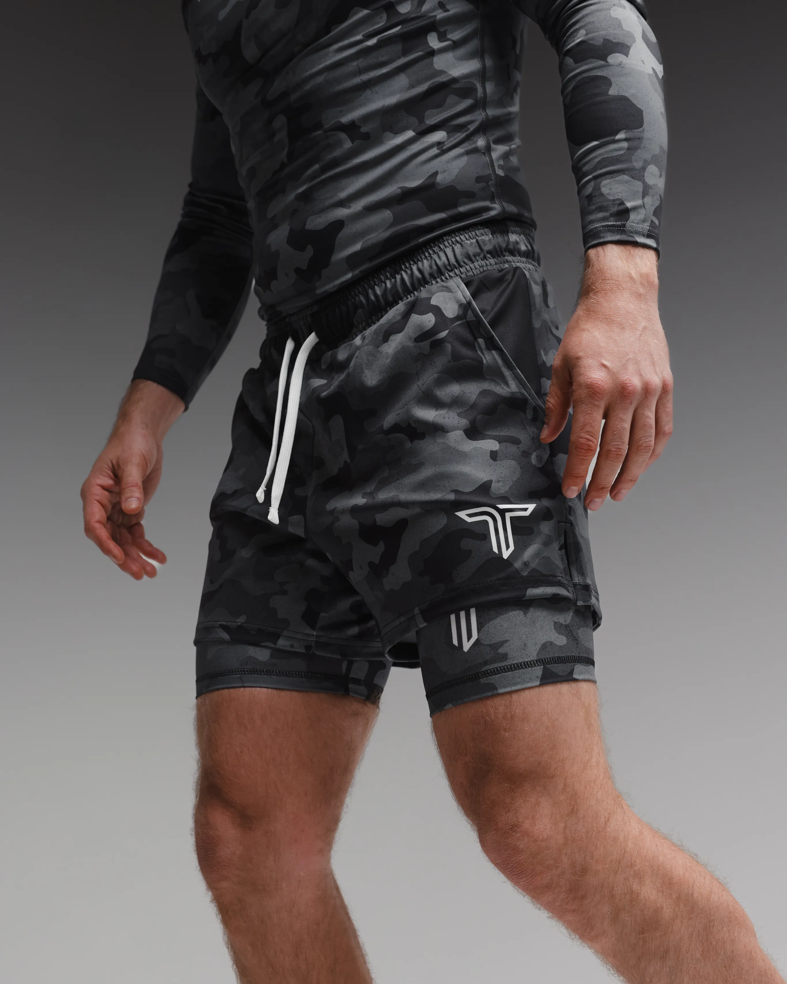 Urban Camo Gym Shorts (5” & 7” Inseam) - Black