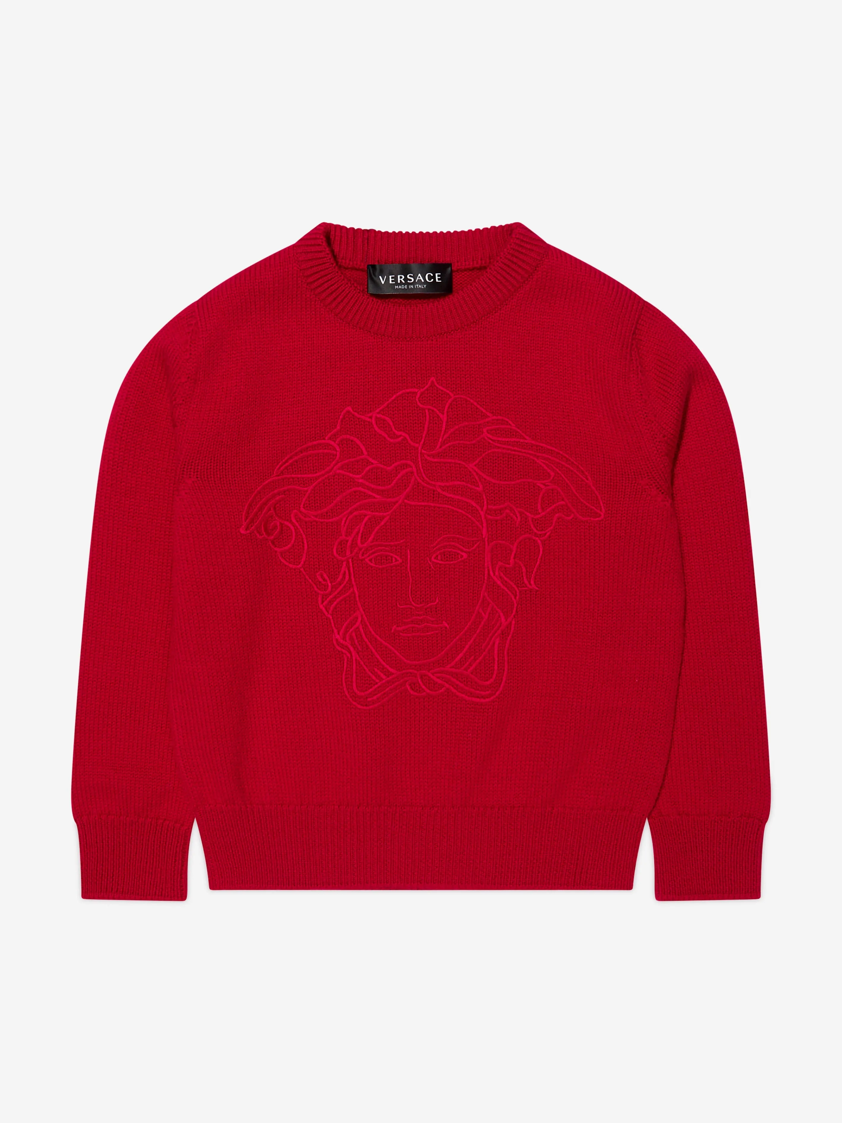 Versace Girls Knitted Medusa Jumper in Red