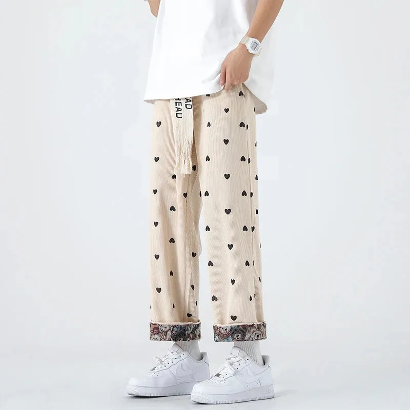 Wiaofellas  -  Japanese bear love corduroy pants loose straight Korean version of high street casual pants