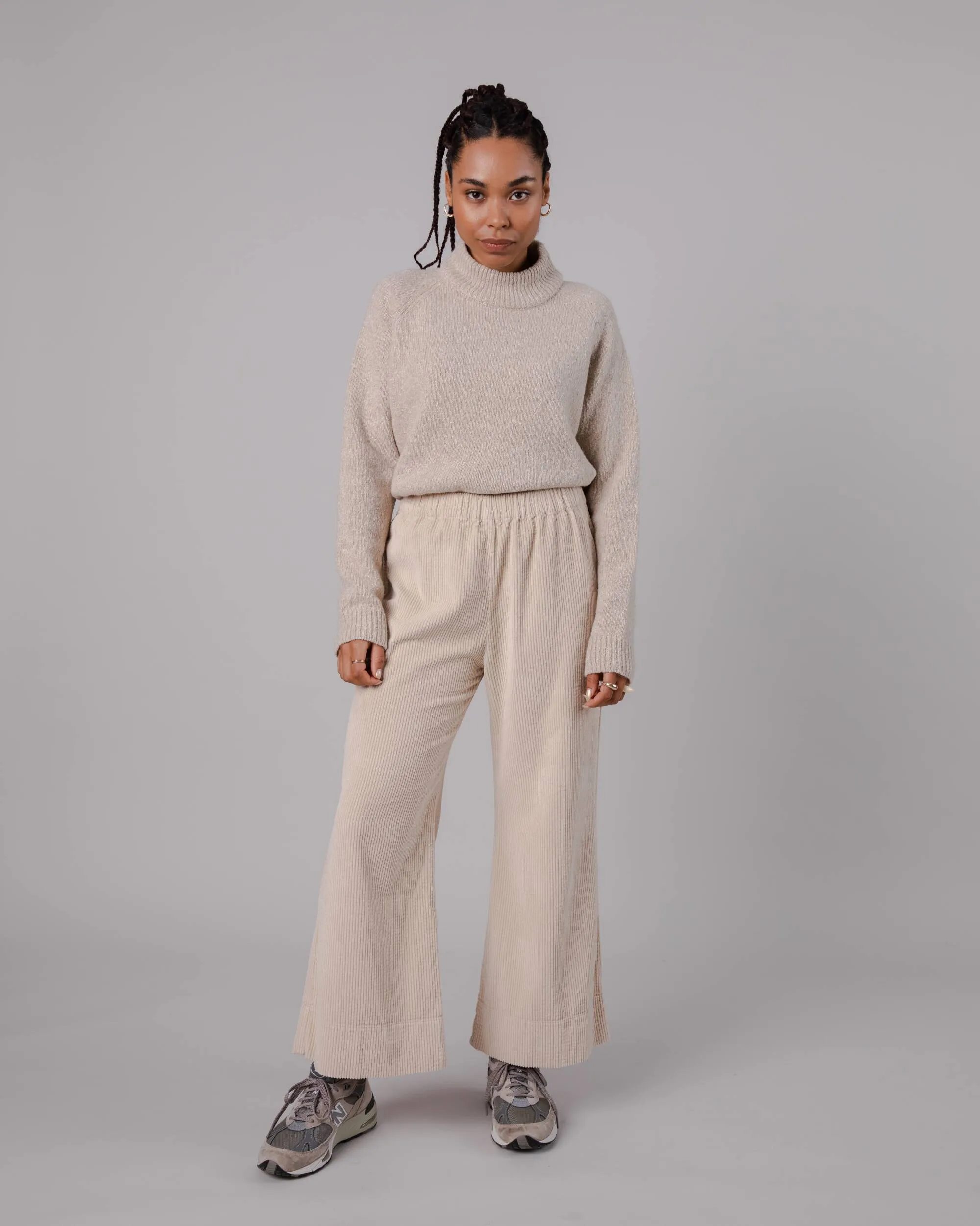 Wide Leg Corduroy Pants Cream