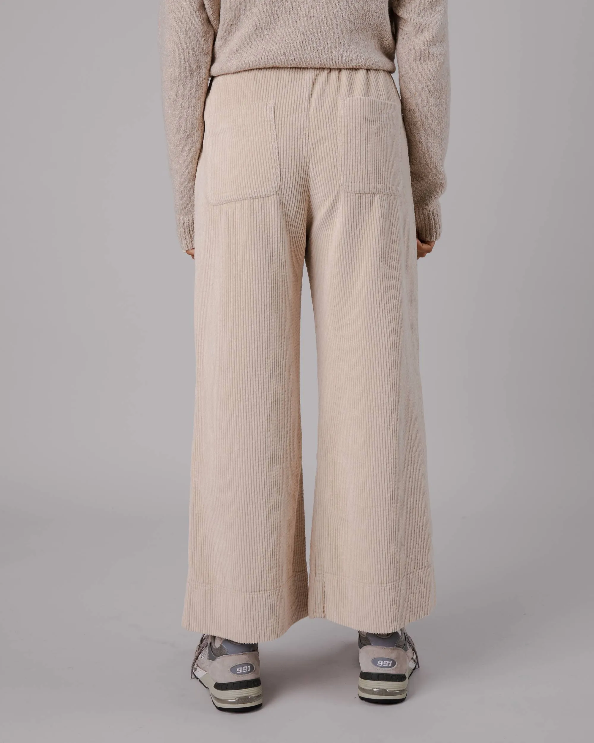 Wide Leg Corduroy Pants Cream