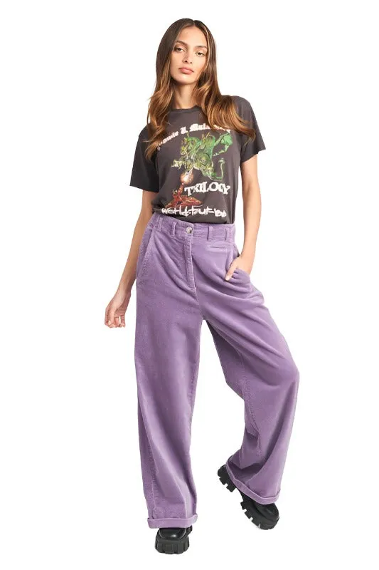 WIDE LEG CORDUROY PANTS WITH POCKETS