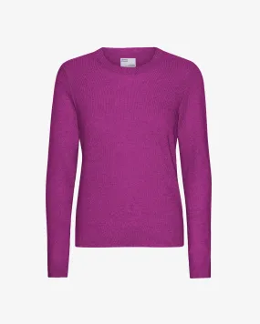 Women Light Merino Wool Crew - Magenta Blaze