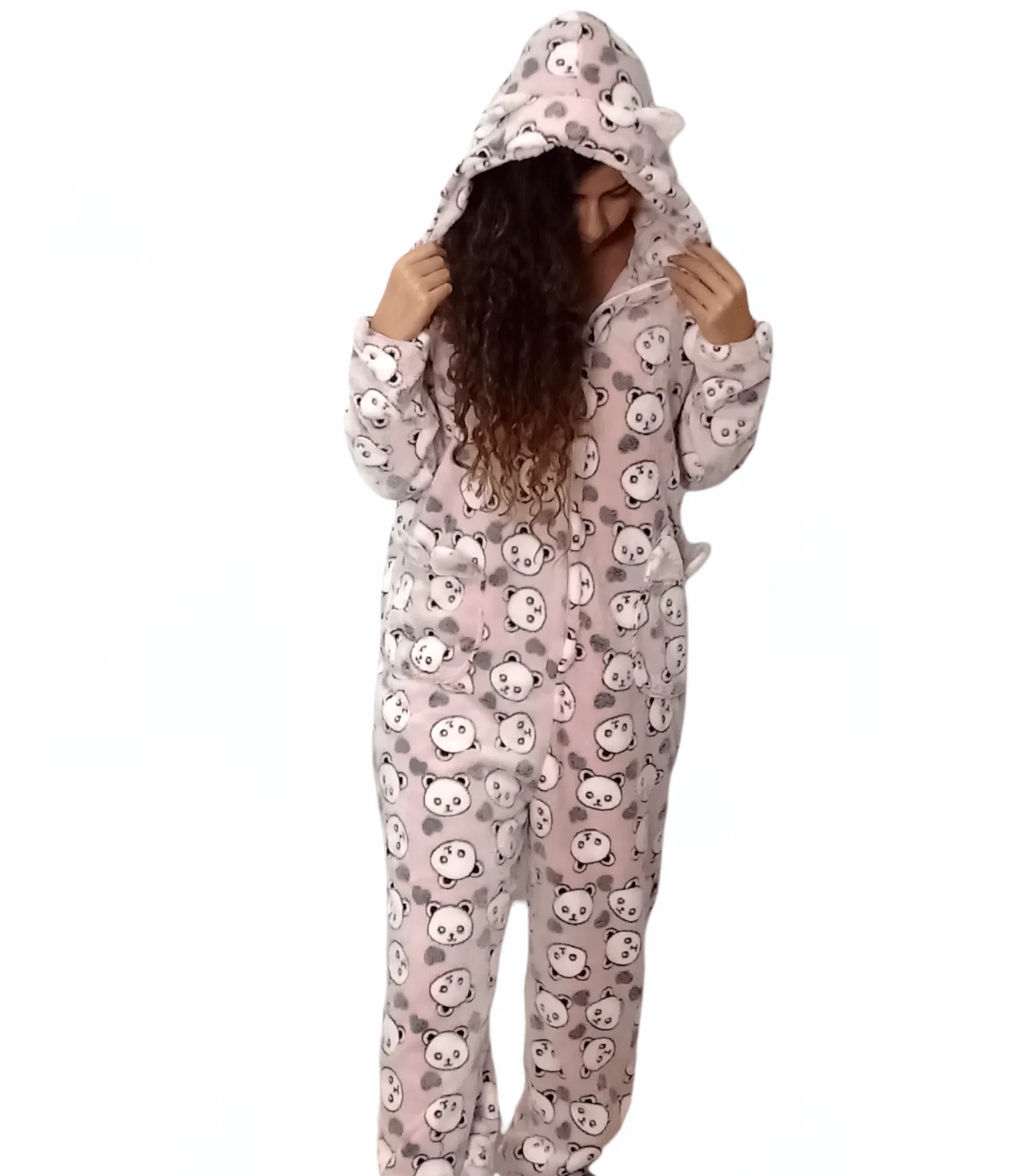 Women Pajama Jumpsuit (1-piece) - shapes - Saumon