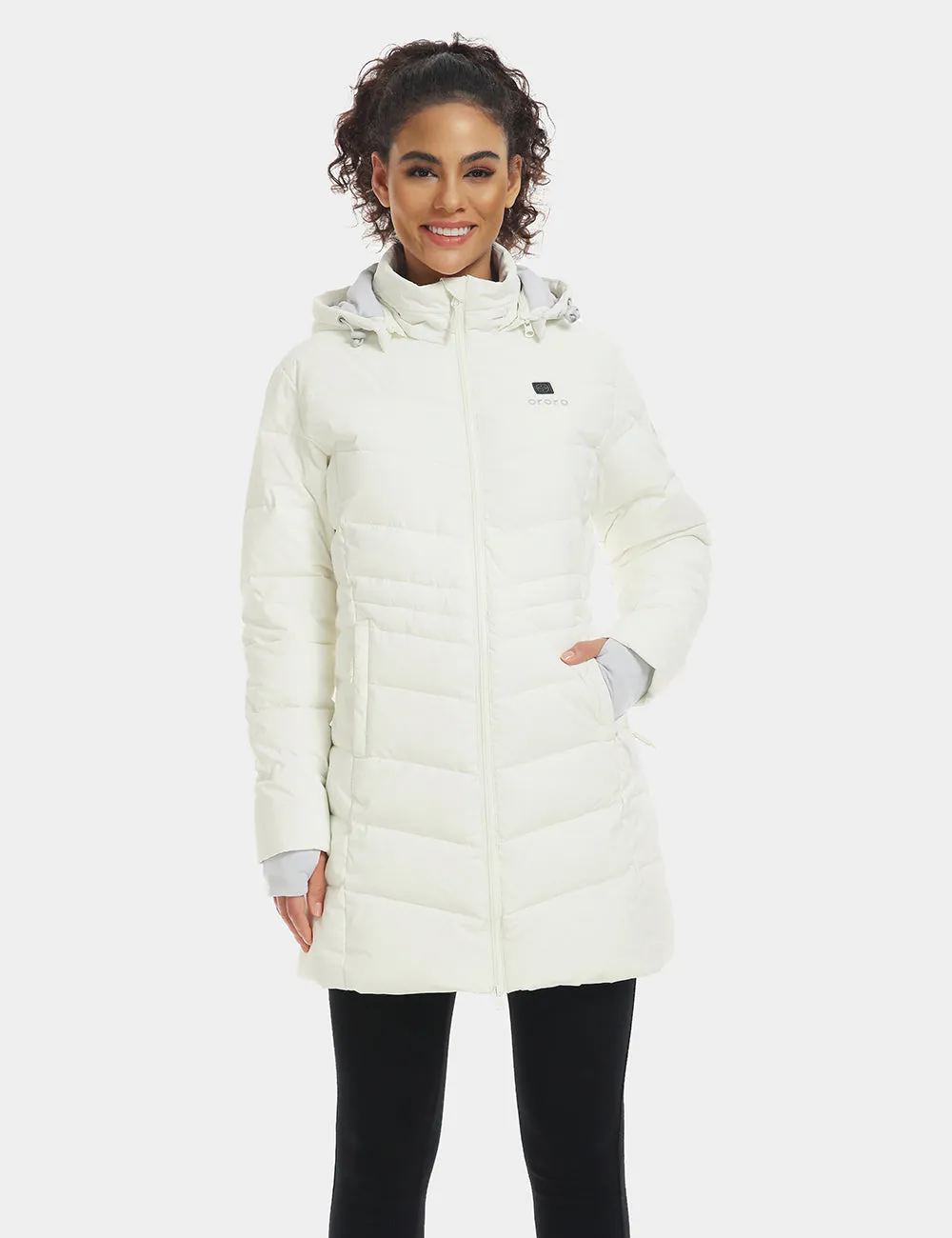 Women's Heated Puffer Parka Jacket - Black / White / Grey / Red